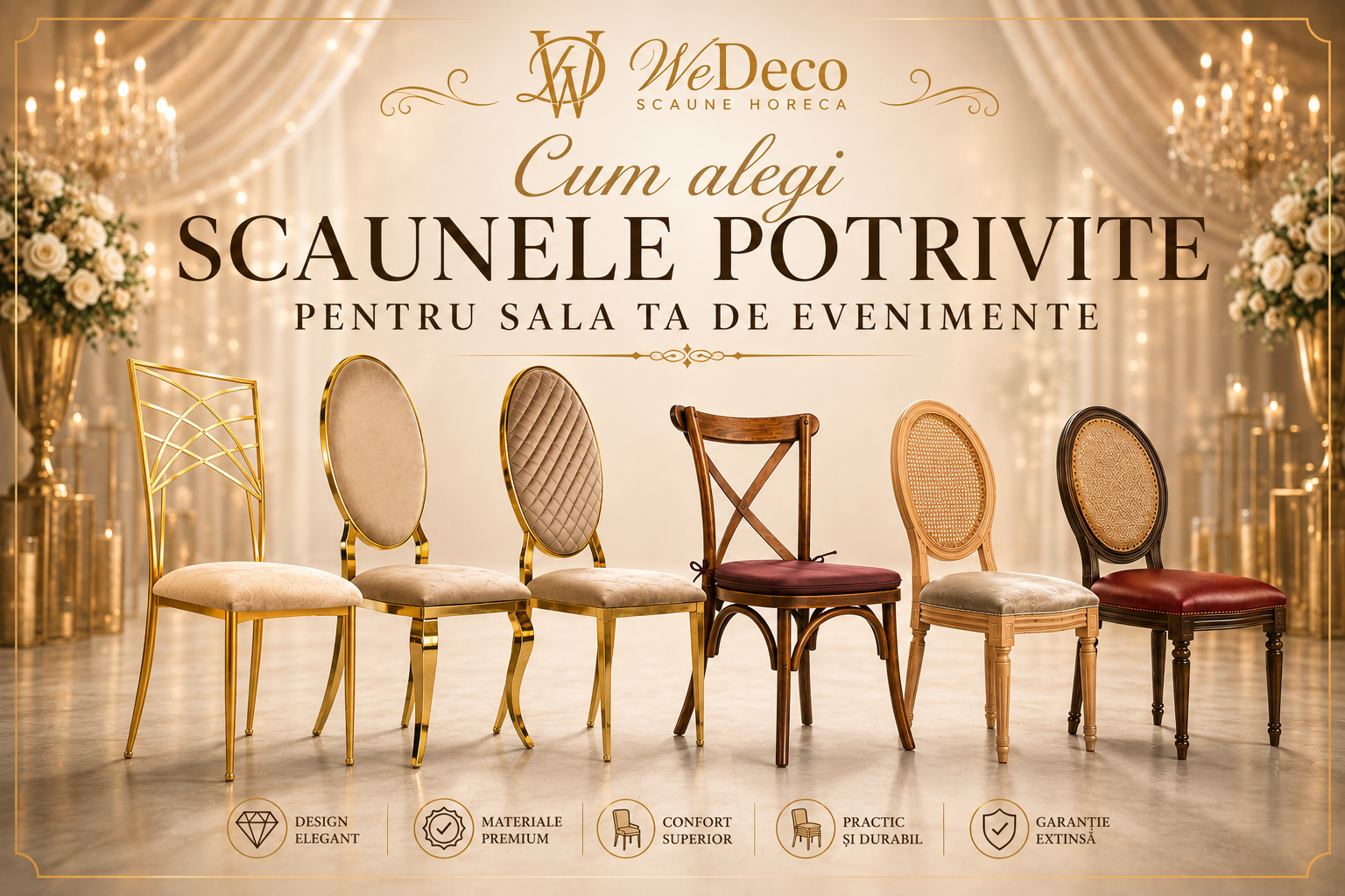 scaune potrivite pentru sala de evenimente